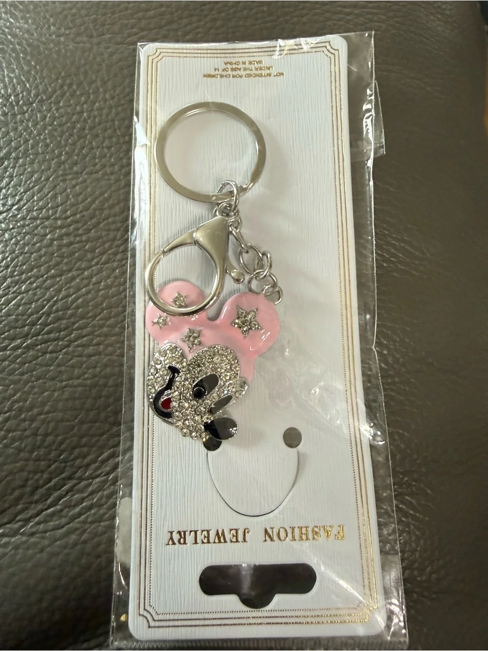 Crystal Heart Pink Keychain Charm - Fashion Jewelry